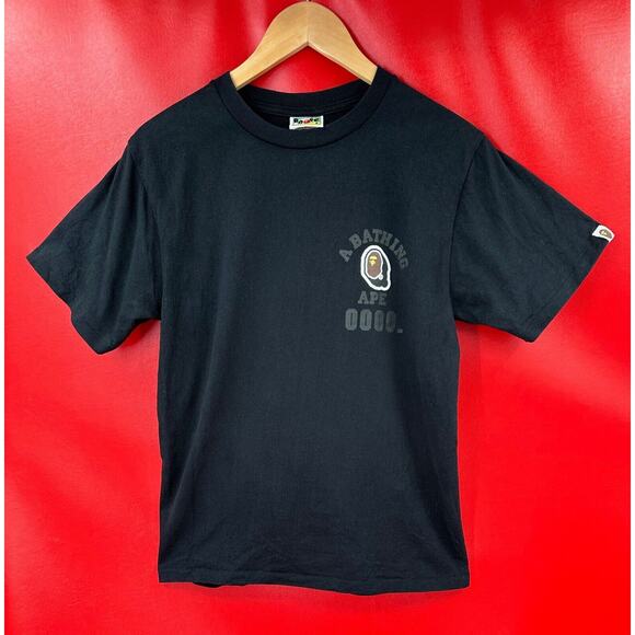 A Bathing Ape Authentic 0000. Black T Shirt Logo On Back Size S - Picture 1 of 14
